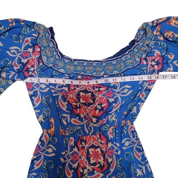 Flying Tomato Blue Pink Flutter Sleeve Maxi Dress - Picture 3 of 7